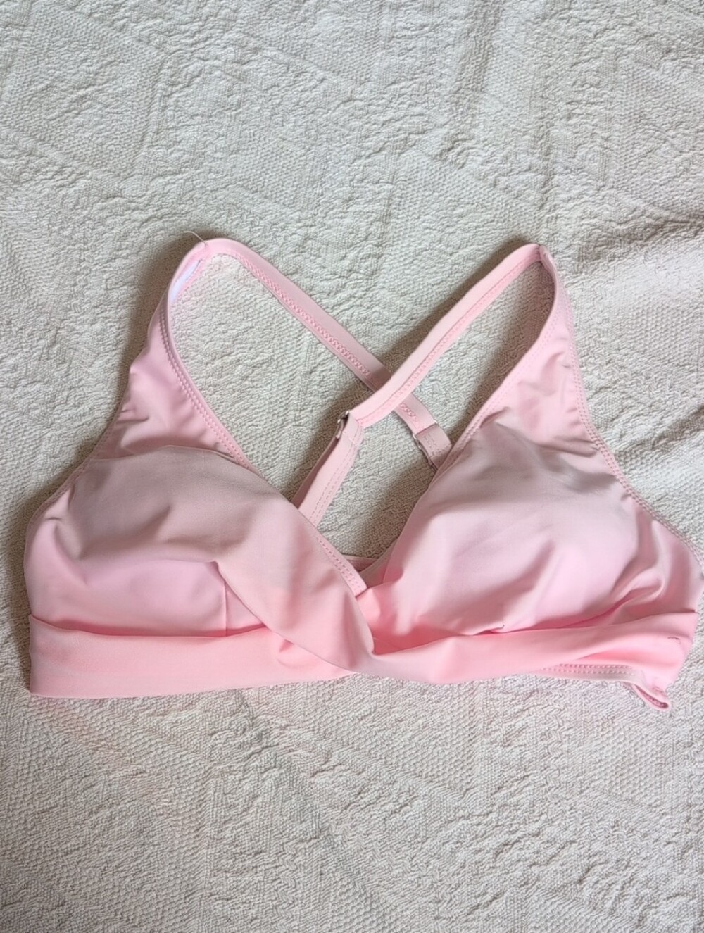 Light Pink Bikini Top - Wireless, Removable Pads, CrissCross Design On The Front